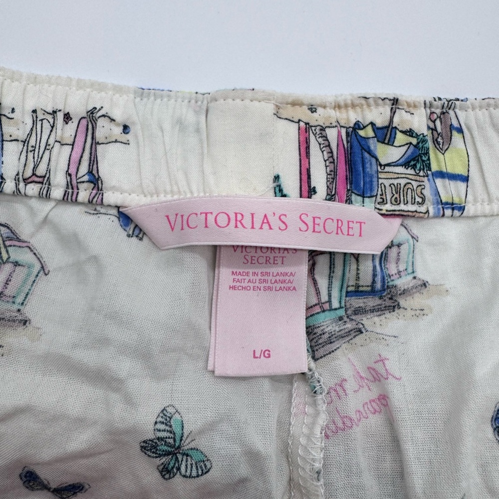 Victoria's Secret White Printed‎ Beach/Surf Scene Lounge Shorts, L - Picture 8 of 12